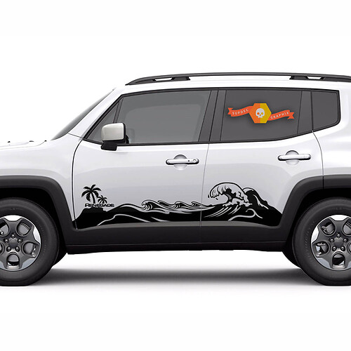 Jeep Renegade Decals for Rocker panel Beach Waves Vinyl Sticker