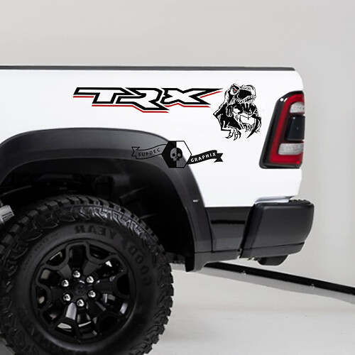 Pair  Dodge Ram TRX 2020 - 2023 TRX Eating Raptor Bed Side Sticker Decal Truck Vinyl Graphic 2 Colors 