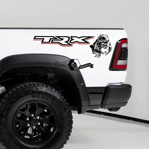 Pair Dodge Ram TRX 2020 - 2023 TRX Eating Raptor Bed Side Sticker Decal Truck Vinyl Graphic -2 Colors 