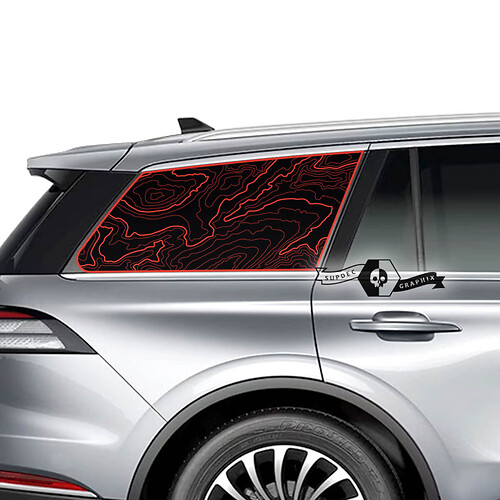 Pair Lincoln 2023 Aviator Window Contour Map Vinyl Decals Graphics Sticker 2 colors