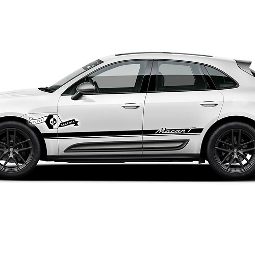 2x Porsche 2023 Porsche Macan T  Side Trim Logo Stripes Doors Decal Stickers
