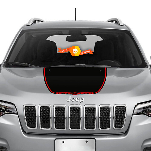 2022 Jeep Cherokee Trailhawk Black Satin Vinyl Hood Decal Sticker Graphic