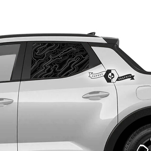 Pair Side Bed Contour Map Window Vinyl Stickers Decal Graphic fit to Hyundai Santa Cruz