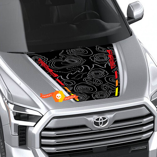 Hood Topographic Map TRD 4X4 Off Road Wrap Decal for Toyota Tundra Third generation XK70 2021 - up Sticker Graphics SupDec Design