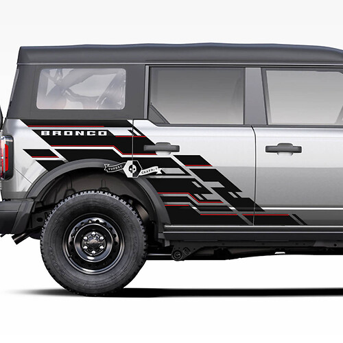 Pair of  Doors Side Bed Fender Geometric Graphics Splash Decals Stickers 2 Colors Ford Bronco 20212022 2023