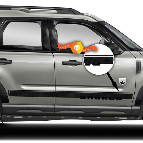 Pair Doors Stripes Bronco Sport Black Diamond Decal Sticker for Ford Bronco
