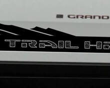 Pair Jeep Grand Cherokee SRT TrackHawk or Trailhawk Side Rocker Panel Mountain Topographic Map Logo Vinyl Sticker Decal Graphic 2