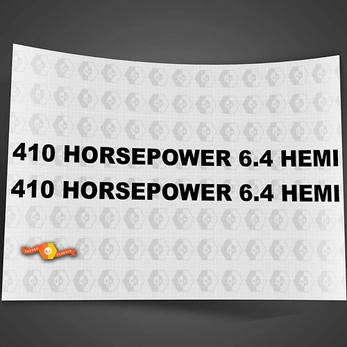 Custom Hemi hood Stickers Decals Dodge 410 HORSEPOWER 6.4 HEMI