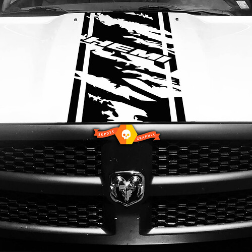 Hood Sticker Decal Vinyl Stripe for DODGE Ram Hemi Rebel SRT Grange Design Stripe