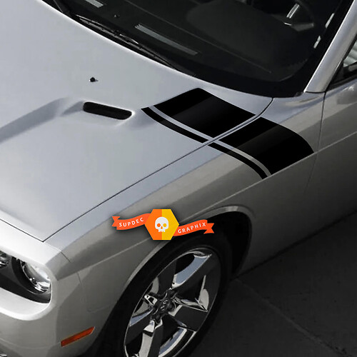 Pair Dodge Challenger Hood Fender Side Stripe Up Trim Graphics Racing Stripes Stickers Decals For 2009-2014