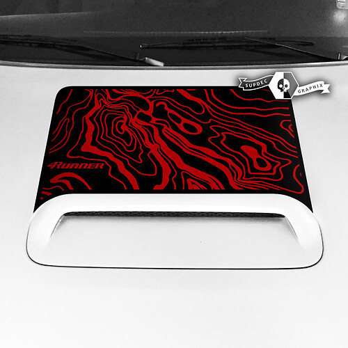 Toyota 4runner TRD Hood Scoop Sticker Decal Graphic Topographic Map Lines 2 Colors 2020 2021 2022 2023