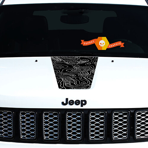 2011-2018 Jeep Grand Cherokee Hood Graphic Sticker Decal Blackout Topographic Map