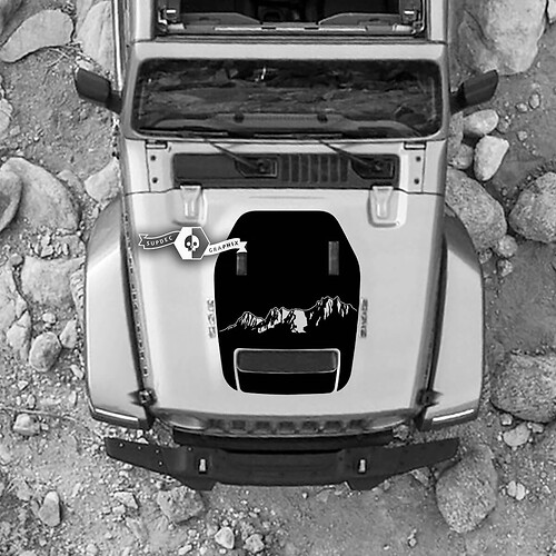 Hood For 2021 2022 2023 Jeep Mountains  Wrangler Rubicon Sticker Graphics Vinyl SupDec Design