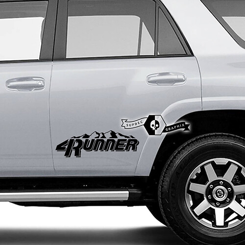 2 x 4Runner 2023 + Doors Vinyl Logo Mountain Decals Stickers for Toyota 4Runner TRD 