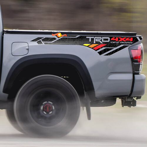TRD 4x4 PRO Sport Off Road Bed Side Vintage Shadows Topographic Map Sticker Decal fit to Tacoma 2013-2023 or Tundra all years
