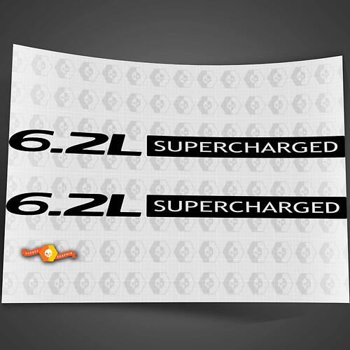 2x 6.2L Supercharged hood scoop outline decal Stickers Decals