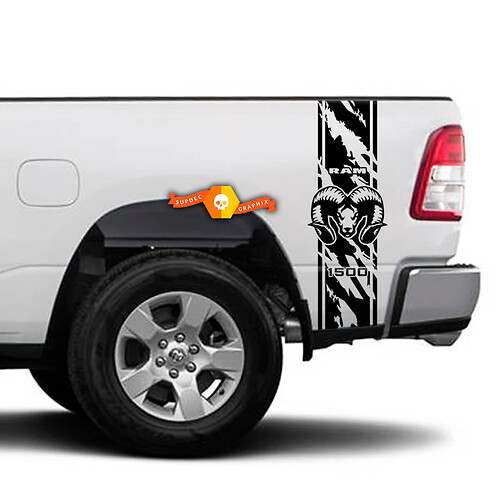 Pair Side Sticker Decal Vinyl Stripe for DODGE Ram Hemi 1500 Rebel SRT 2022 2023 + Grange Design Stripe