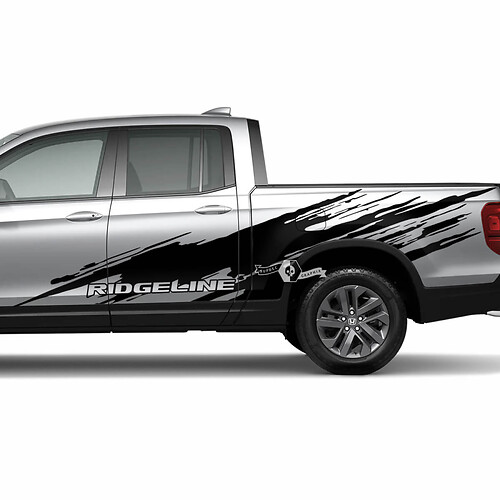 Pair Honda Ridgeline 2023 Side Bed Mud Splash Stripes Logo Stickers Decals Vinyl Graphics SupDec Design 