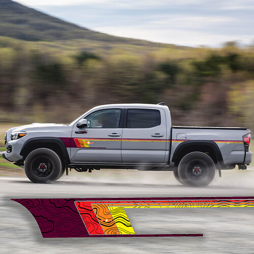 Pair of Toyota Tacoma TRD ບັນຊີເບີກຂາວສະຫວາດ Retro Vintage Stripes Vinyl Decals Stickers
