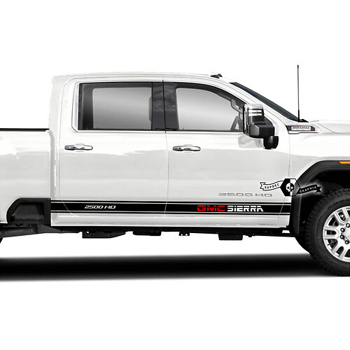 Pair GMC Sierra 2500HD 2022 Side Logo Doors Vinyl Stripes Sticker Decal for GMC Sierra Panel Graphics 2 Colors