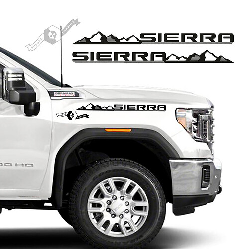 Pair GMC Sierra 2500HD 2022 2023 Mountains Side Hood Fender Vinyl Stripes Sticker Decal for GMC Sierra Graphics
