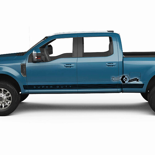 Pair Ford Super Duty 2023 Rocker Panel Lines Logo Body Doors Decals Side Stickers Graphics Vinyl Stripes
