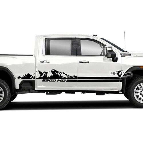 Pair GMC Sierra 2500HD 2023 Side Logo Line Mountain Doors Vinyl Stripes Sticker Decal for GMC Sierra Panel Graphics
