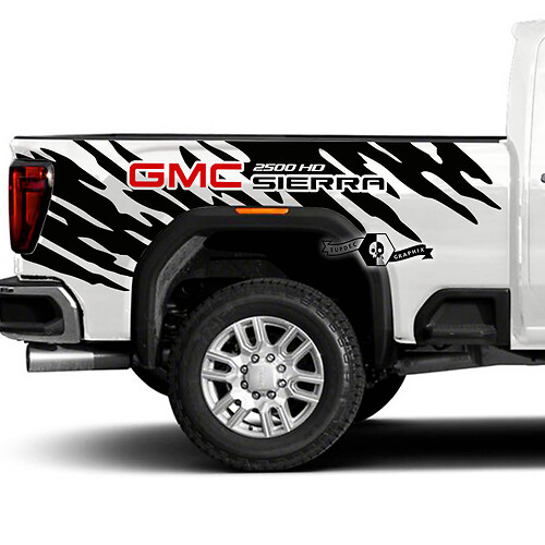 Pair GMC Sierra 2500HD 2022 2023 Side Bed Mud Splash Vinyl Stripes Sticker Decal for GMC Sierra Graphics 2 Colors