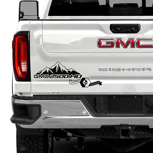Rear Tailgate GMC Sierra 2500HD 2022 2023 Mountains Vinyl Stripes Sticker Decal for GMC Sierra Graphics
