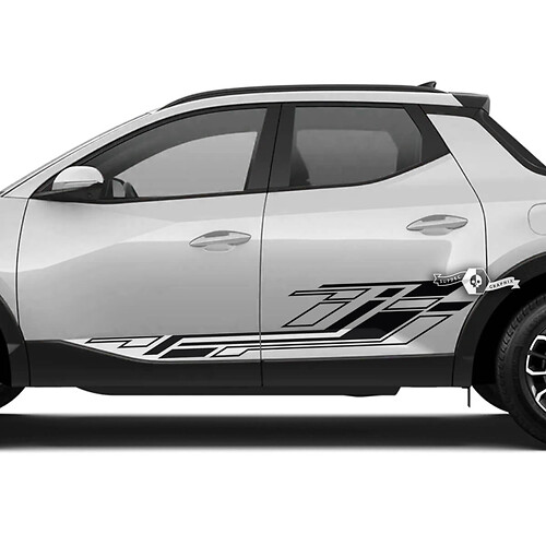 Pair Modern Lines Side Doors Vinyl Stickers Decal Graphic Kit fit to Hyundai Santa Cruz