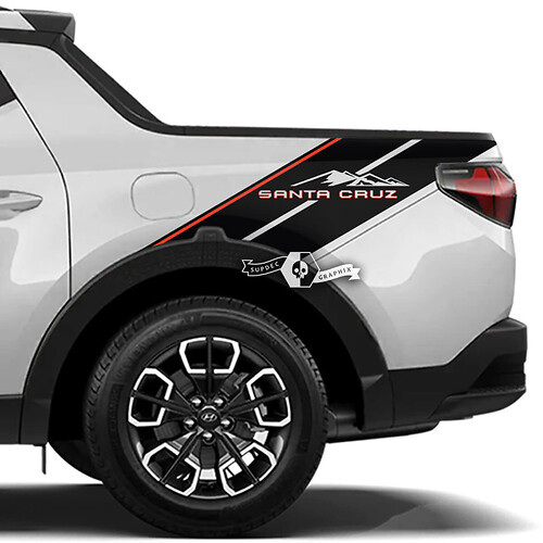 Pair Side Mountains Bed Fender Vinyl Stickers Decal Graphic Kit 2 Colors fit to Hyundai Santa Cruz