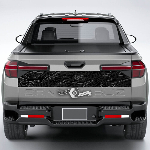 Rear Lines Topographic Map Topo Vinyl Tailgate Decal Sticker Graphics fit to Hyundai Santa Cruz 2023