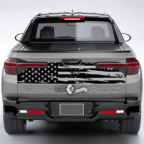 Rear Lines USA Flag Destroyed Vinyl Tailgate Decal Sticker Graphics fit to Hyundai Santa Cruz 2023