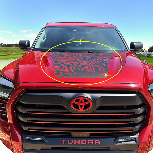 Hood Topographic Map Decal for Toyota Tundra 3rd 2021 - up Sticker Graphics SupDec Design One Color