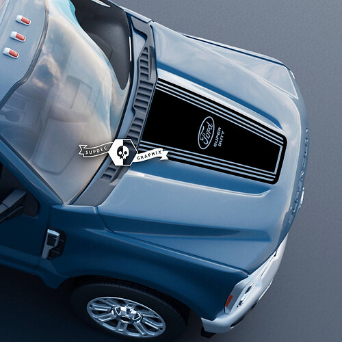 Hood Ford Super Duty 2023 Up Lines Logo Trim Decals Stickers Graphics Vinyl