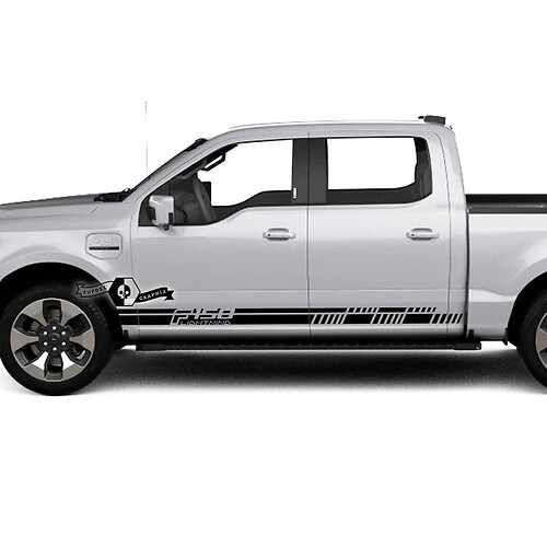 Pair Ford F-150 Lightning 2022 2023 Rocker Panel Stripes Body Decals Side Stickers Graphics Vinyl Supdec Design