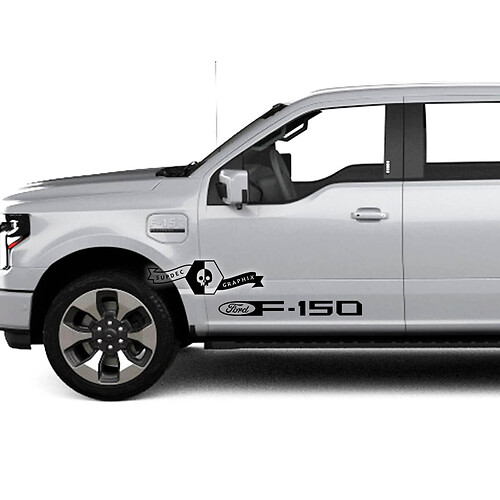 Pair Ford F-150 Lightning 2022 2023 Logo Doors Body Decals Side Stickers Graphics Vinyl Supdec Design