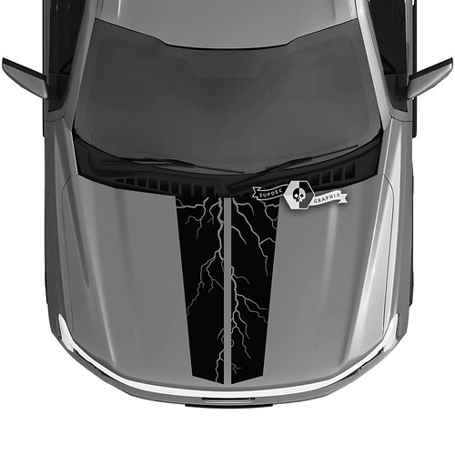Hood Ford F-150 Lightning 2022 2023 Blackout Lightning Dual Decals Stickers Graphics Vinyl