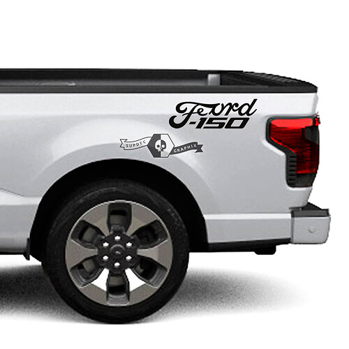Pair Ford F-150 Lightning 2022 2023 Fender Bed Logo Decals Side Stickers Graphics Vinyl Supdec Design
