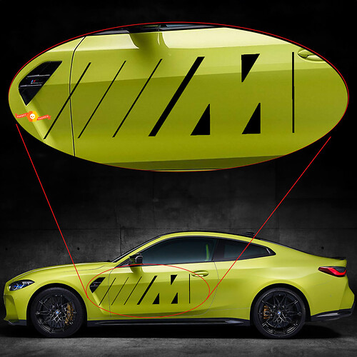 2x BMW M4 M3 G82 G83 M Logo Lines Doors vinyl decal sticker
