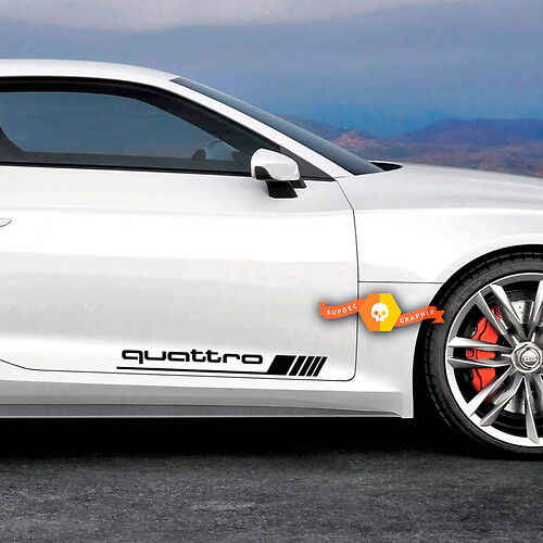 Pair Audi Quattro Decal Logo Doors Quattro Stickers Decals