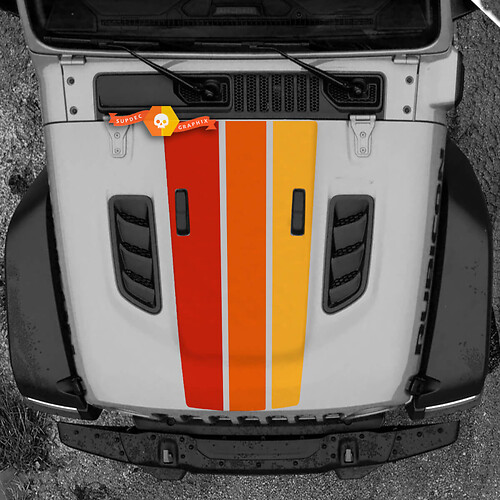 Vintage Hood Sticker Decal for Jeep Rubicon JL extended stripes