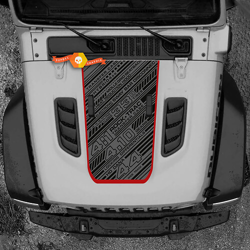 Hood Jeep RUBICON Wrangler JL Vinyl 2018 + Up Banner  Decal Sticker Graphics