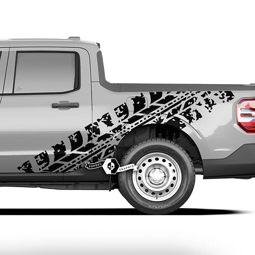 Pair Ford F-150 Maverick XLT ବେଡ୍ ଟାୟର୍ ଟ୍ରାକ୍ସ ସ୍ପ୍ଲାଶ୍ ମଡ୍ ଗ୍ରାଫିକ୍ସ ସାଇଡ୍ ଡୋର୍ସ ଡିକାଲ୍ସ ଷ୍ଟିକର୍‌ଗୁଡ଼ିକ୍‌ସ
