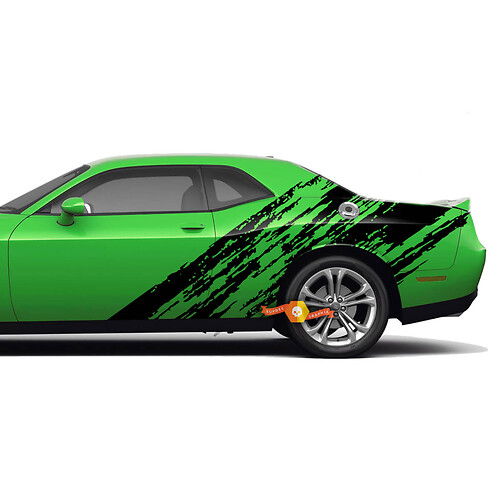 Pair Dodge Сharger or Challenger Destroyed Splash Door Side Grunge Stickers Decals Vinyl Graphics