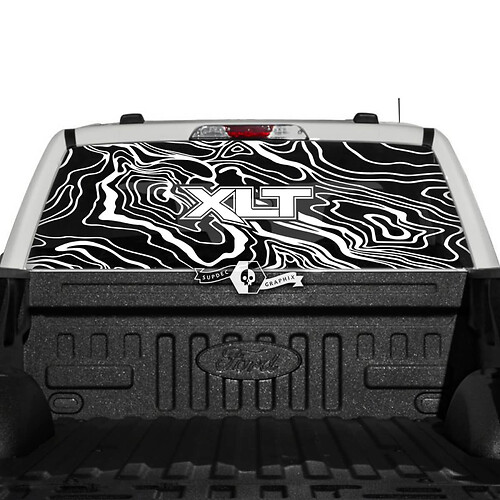 Ford F-150 XLT ପିକଆପ୍ ଟ୍ରକ୍ ପଛରର ସୀମା ଟପୋଗ୍ରାଫିକ୍ ମ୍ୟାପ୍ ଗ୍ରାଫିକ୍ସ ସାଇଡ୍ ଡିକାଲ୍ ସ୍ଟିକର୍‌ଗୁଡ଼ିକ୍‌‌
