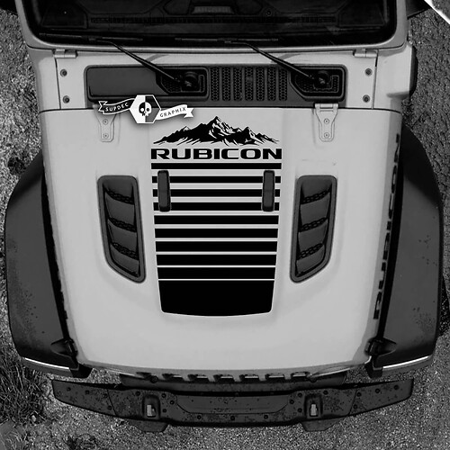 Hood Jeep RUBICON Wrangler JL Vinyl Banner Mountains Lines Decal Sticker Graphics