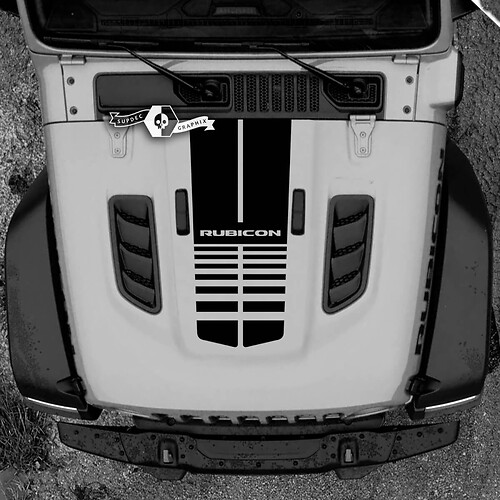 Hood Jeep RUBICON Wrangler JL Vinyl Banner Logo Lines Decal Sticker Graphics