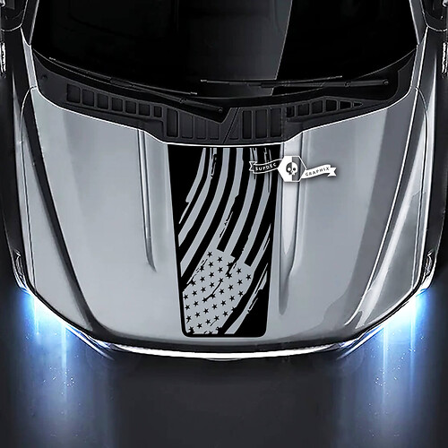 Ford F-150 XL XLT STX LARIAT Hood Destroyed Flag USA Graphics Decals Stickers
