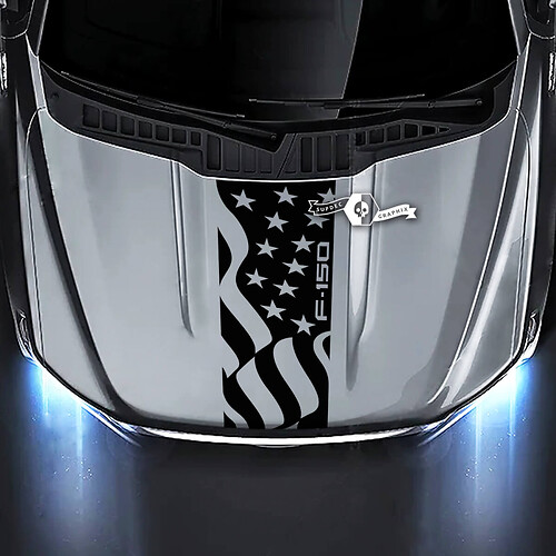 Ford F-150 XL XLT STX LARIAT Hood Flag USA Graphics Decals Stickers